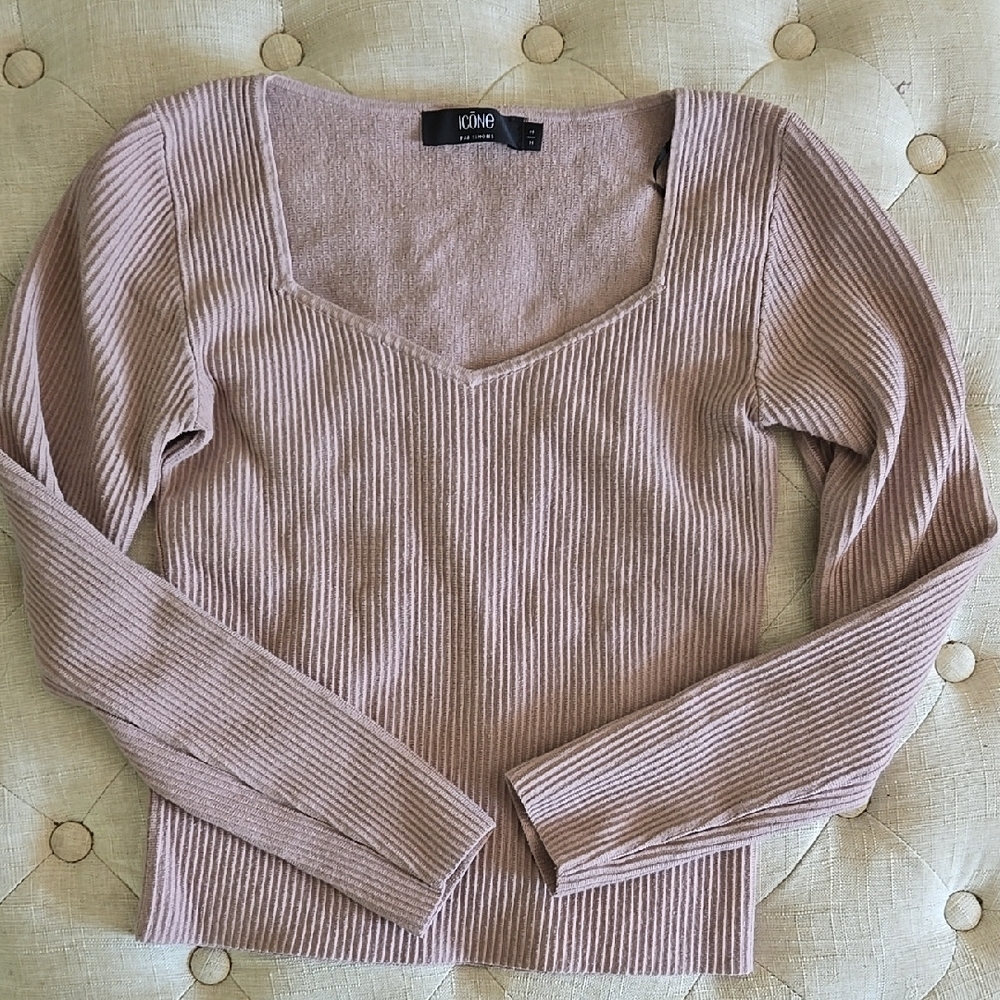 Icone Par Simon Long Sleev Ribbed Top